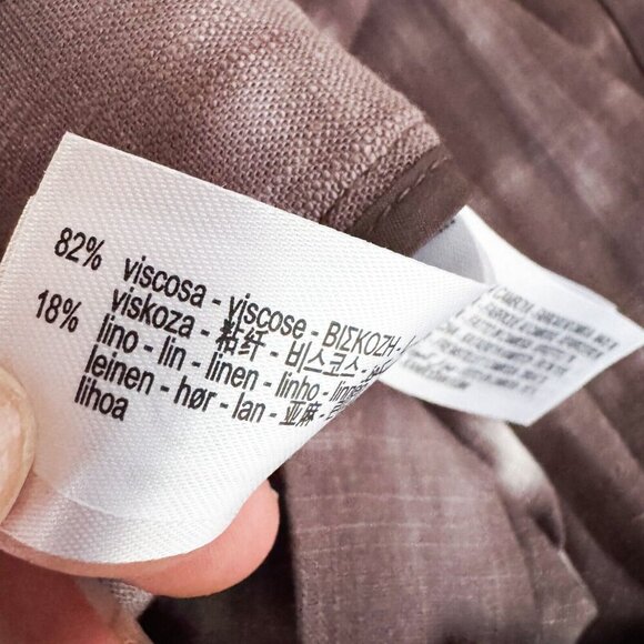 Zara Tie Dye Grey White Linen Blend Pants Wide Leg Relaxed M - Picture 9 of 9